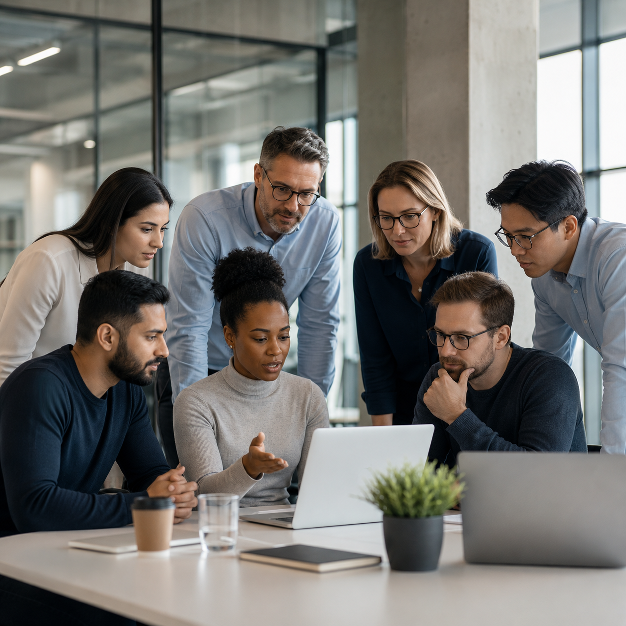 Team working together on a software deployment